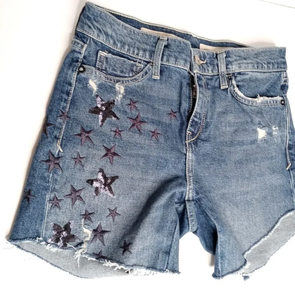 Anthropologie Pilcro and the letterpress slim boyfriend embroidered jean shorts - Picture 2 of 5
